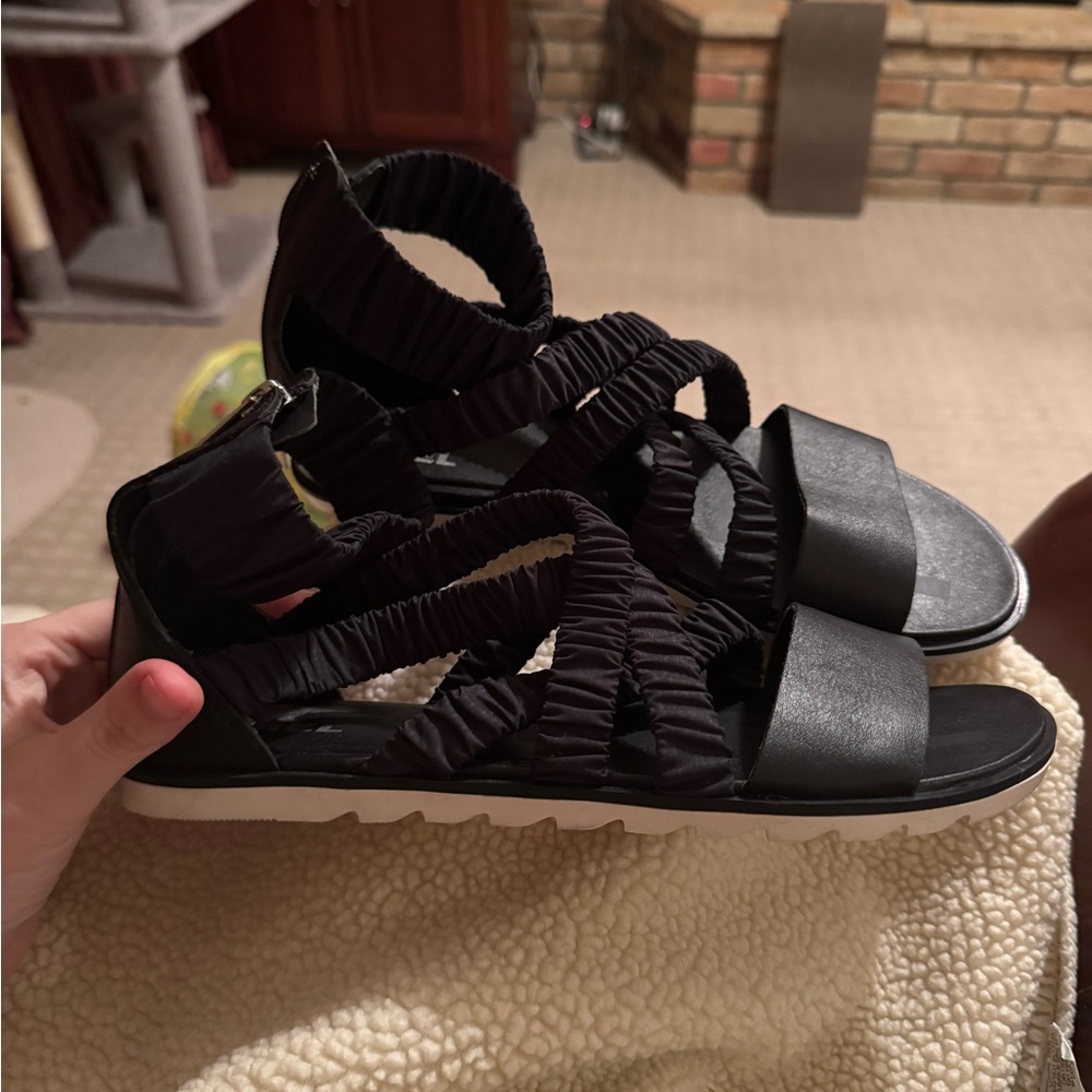 Sorel Black Strappy Sandals